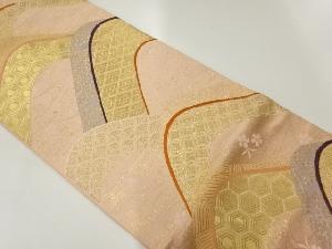 リサイクル　遠山に花古典柄模様織出し袋帯